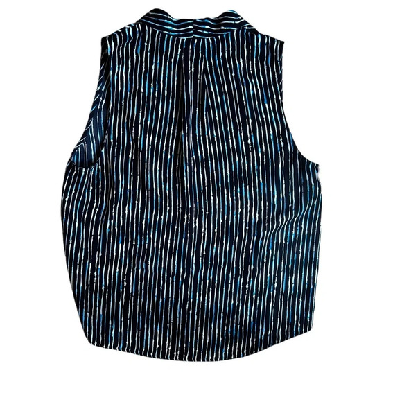 Aritzia Babaton Sleeveless Blue Striped Blouse Women’s Size Large V Neck EUC - Picture 5 of 8